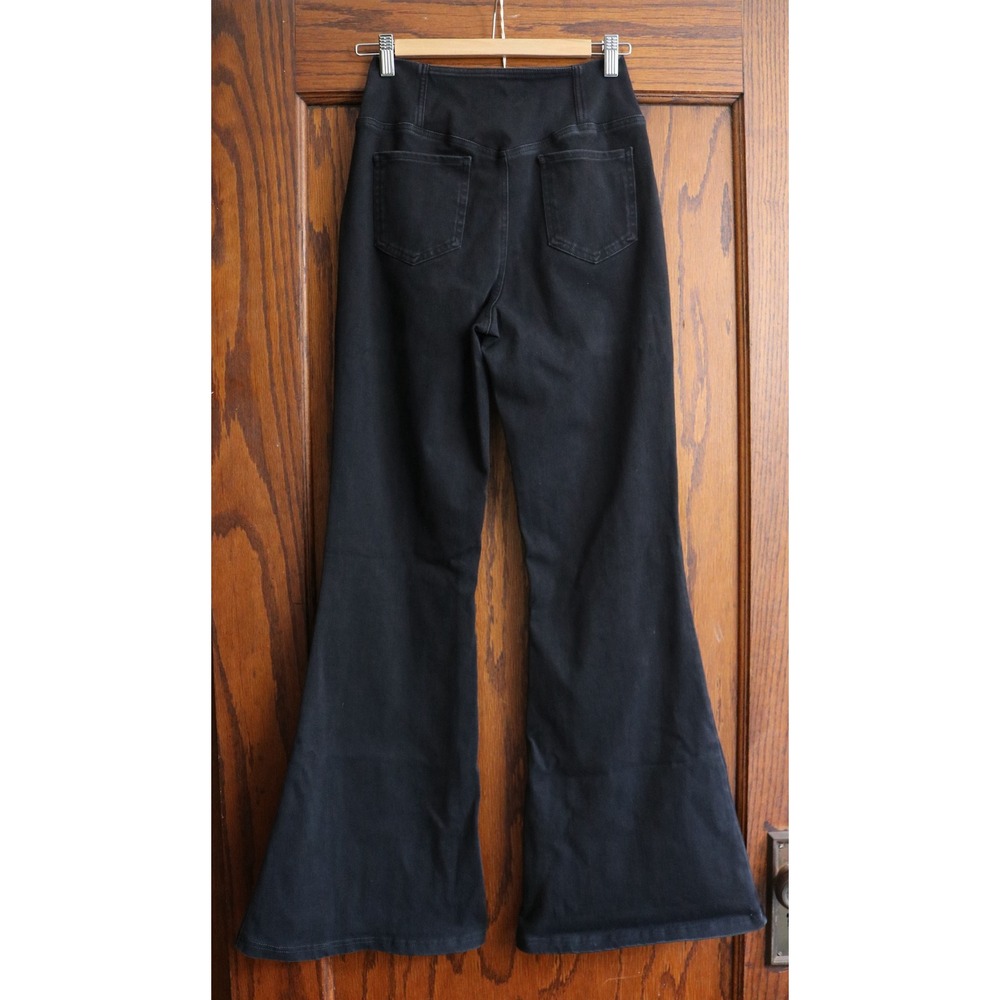 IOSUR Crossover VWaist Flare Jeans Women 34M Black High Rise Bell Bottoms Retro - Picture 2 of 11